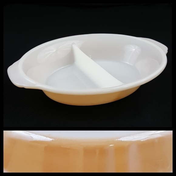 Vtg Fire King Peach Lustre Divided Serving Dish - Picture 1 of 8